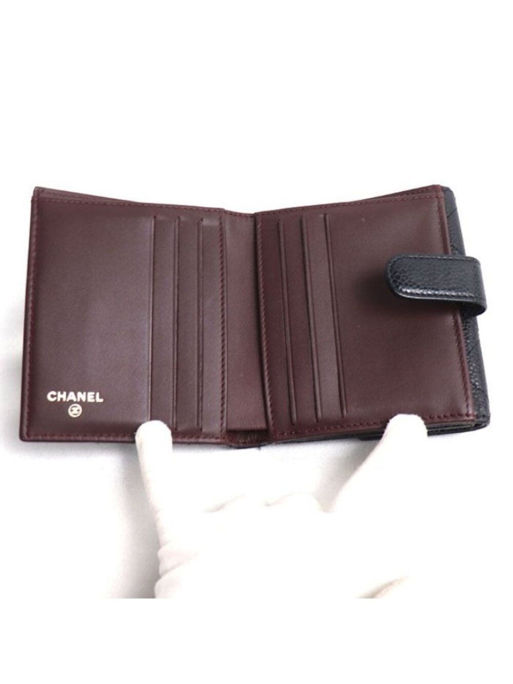 Chanel Quilted Double Hook Bifold Wallet Black - Picture 3 of 8